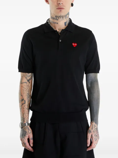 Comme Des Garçons Play heart-patch wool polo shirt Black AXN094051