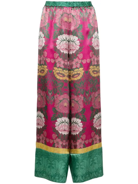 Pierre-Louis Mascia floral-jacquard silk trousers Pink KAMUTSPT10766