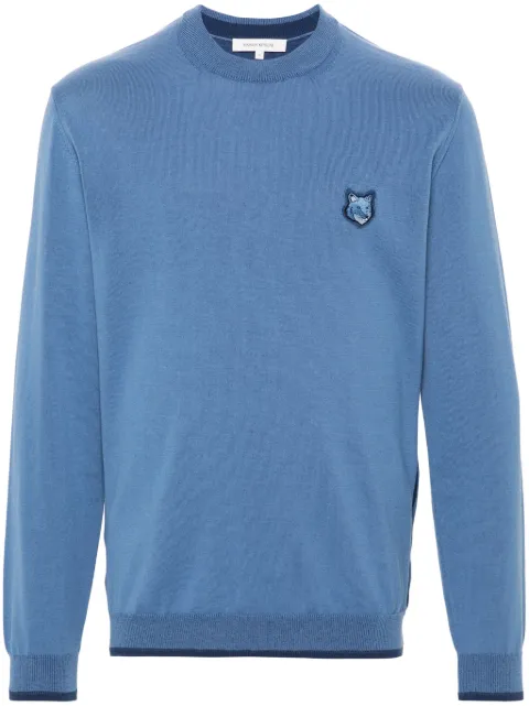 Maison Kitsuné signature fox-motif knitted jumper Blue MM00801KT1103