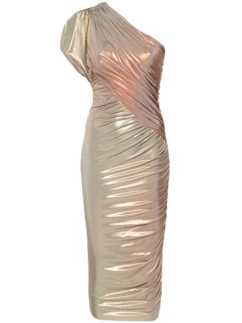 Rick Owens Lilies Amira asymmetric midi dress Metallic LI01D6526GVIDEG