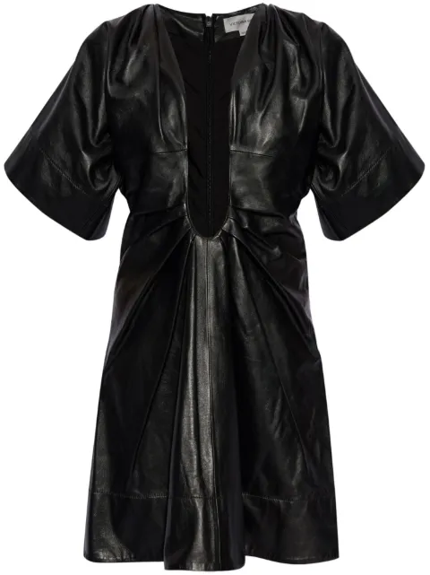 Victoria Beckham pleated leather minidress Black 1224LDR005459A