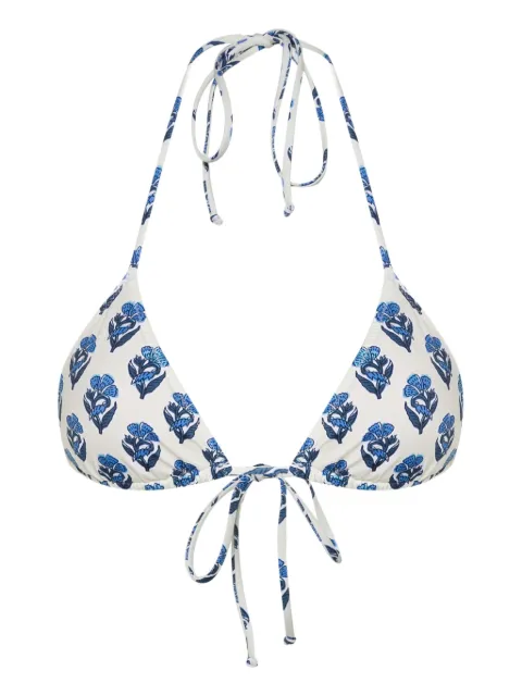 MC2 Saint Barth Jaipur-flower-print bikini top Neutrals LEH0001