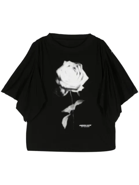 Undercover rose-print cotton T-shirt Black UC1D18033