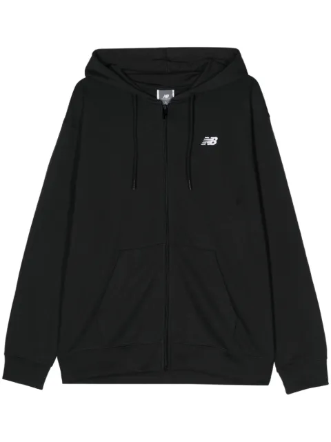 New Balance embroidered-logo zipped hoodie Black MJ41501