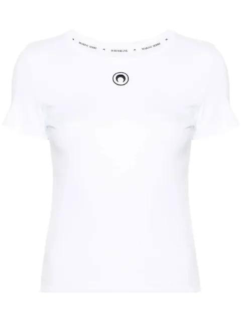 Marine Serre moon logo jersey baby fit T-shirt White WTT012ACJER0008