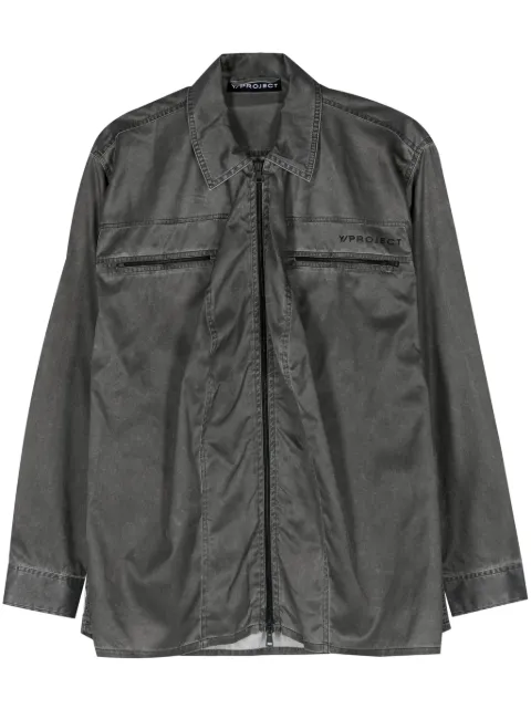 Y/Project logo-print zip-up overshirt Black 203SI001