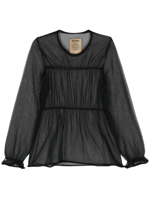 Uma Wang seam-detail sheer blouse Black S4WUK7174
