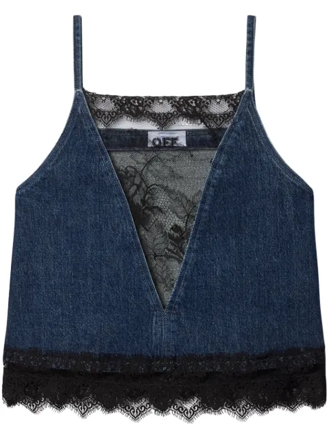 Off-White lace-detailing top Blue OWYP001F24DEN0014610