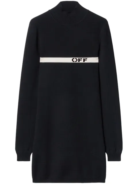 Off-White intarsia-knit logo dress Black OWHI099F24KNI0011001