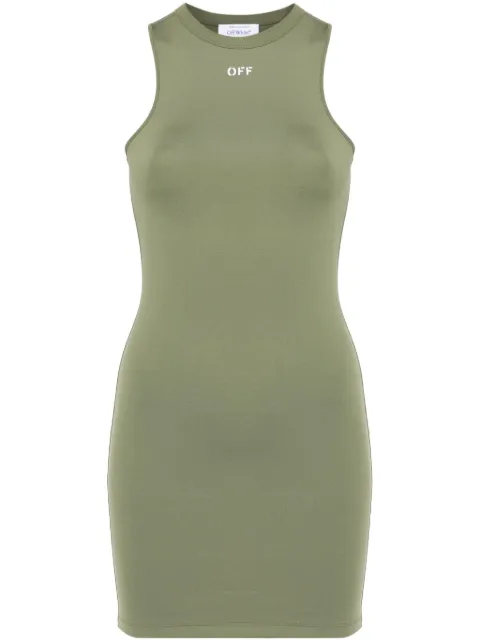 Off-White logo-print mini dress Green OWDB463F24JER0025801