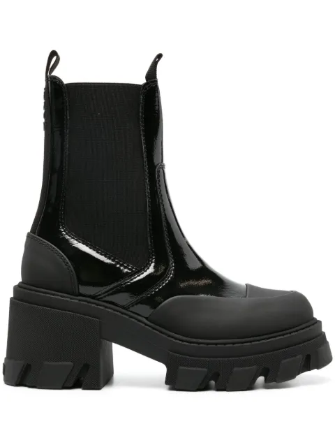 GANNI patent-finish chunky boots Black S2705