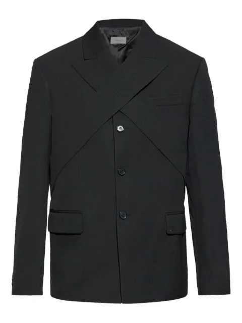 Off-White criss cross straps wool blazer Black OMEN076F24FAB0011010