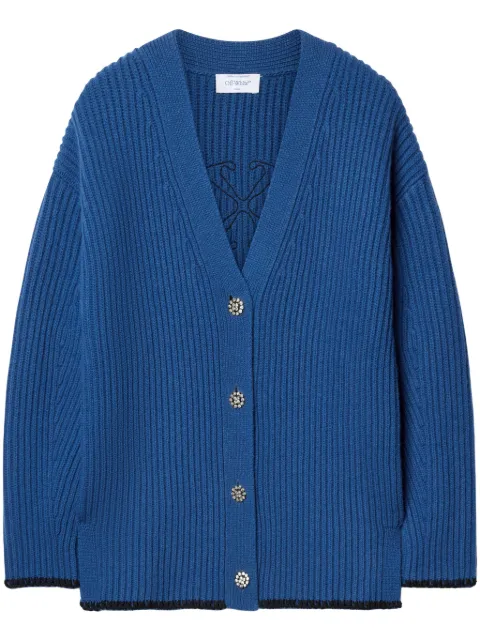 Off-White logo-embroidered cardigan Blue OWHB045F24KNI0014510