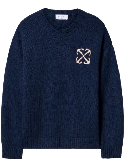 Off-White intarsia-knit logo jumper Blue OWHE104F24KNI001450A