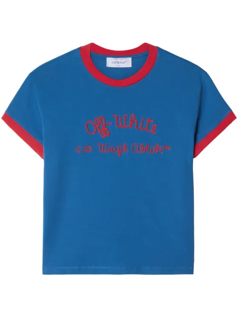 Off-White logo-embroidered T-shirt Blue OWAA112F24JER0014525