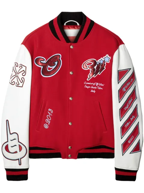 Off-White patchwork bomber jacket Red OMJA122F24LEA0012503