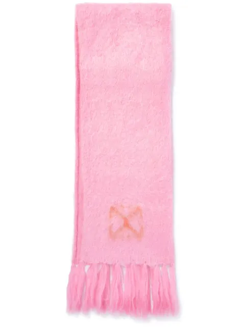 Off-White intarsia-knit logo scarf Pink OWMA046F24KNI0013B21