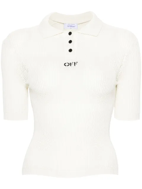 Off-White logo-embroidered polo shirt Neutrals OWHV001F24KNI0010110