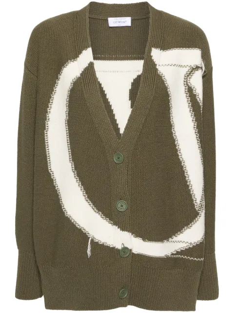 Off-White intarsia-knit logo cardigan Green OWHB043F24KNI001580A