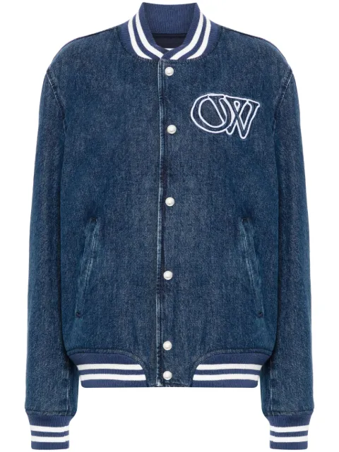 Off-White logo-embroidered jacket Blue OWEK009F24DEN0014645