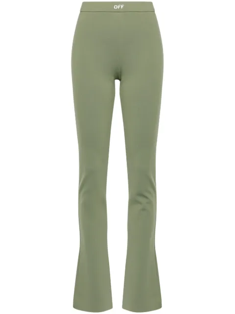 Off-White logo-print bootcut leggings Green OWCD023F24JER0025801