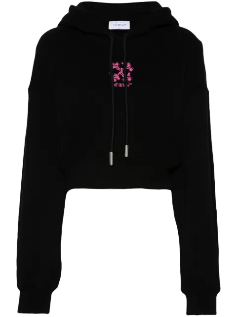Off-White Arrows-embroidered cropped hoodie Black OWBB056F24FLE001103B