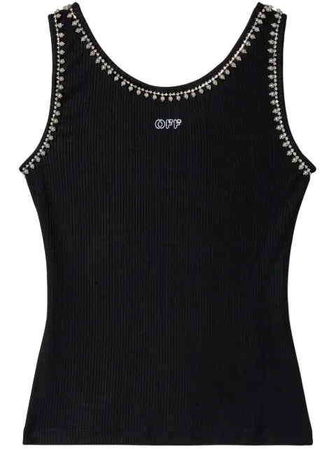 Off-White pearl-embellished ribbed tank top Black OWAD258F24JER0011001