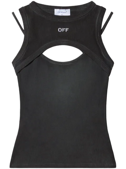 Off-White cut-out ribbed tank top Grey OWAD237F24JER0010701
