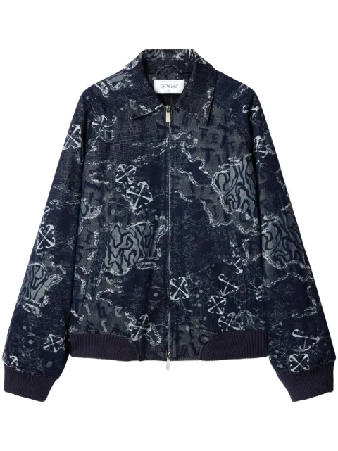 Off-White patterned-jacquard bomber jacket Blue OMYQ002F24DEN0018432