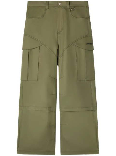 Off-White embroidered cargo straight trousers Green OMCF042F24FAB001