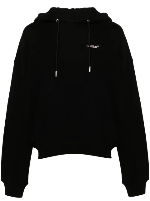 Off-White logo-embroidered cotton hoodie Black OMBB118F24FLE0031030