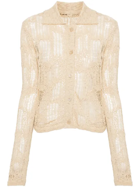System distressed open-knit cardigan Brown SY2E3KCDT04W