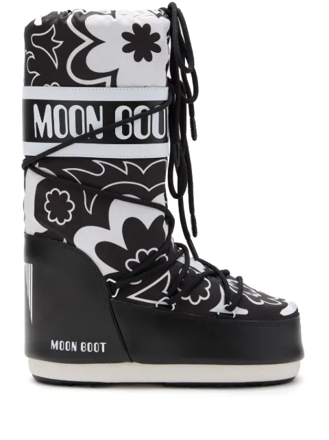 Moon Boot Icon floral-print boots Black 80D1402940