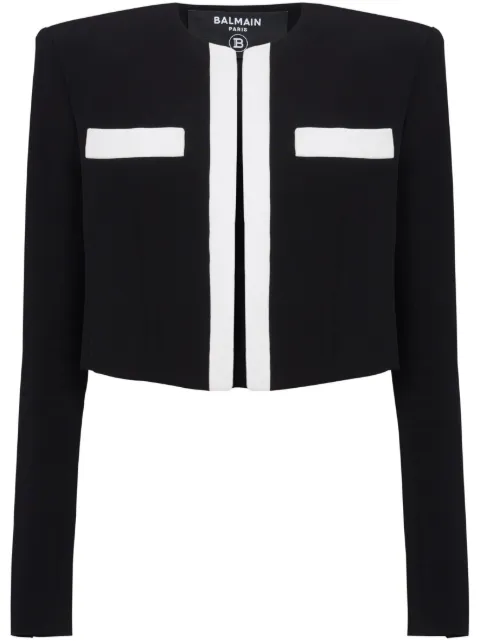 Balmain Spencer crepe cropped jacket Black DF1SC195VB00