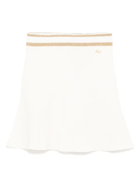 Alessandra Rich mini ribbed knit flared skirt Neutrals FABX3787K4353
