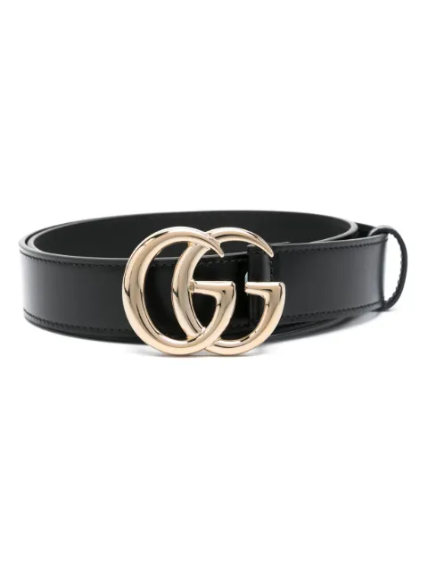 Gucci Double G-buckle leather belt Black 6258390AAA5