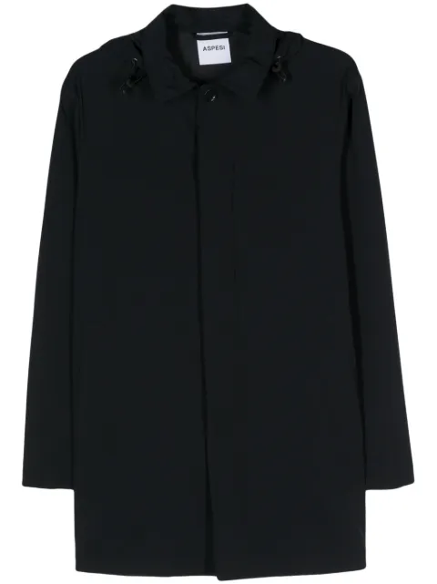 ASPESI detachable hood buttoned coat Blue S4II324M080