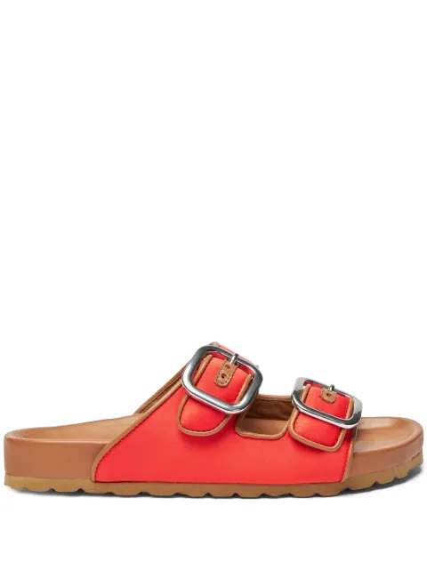Scarosso Isa double-buckle leather slides Orange ISASANDREDSATI