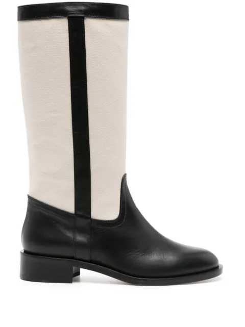 Scarosso Tess panelled canvas boots Neutrals TESSBOOTBLACALF