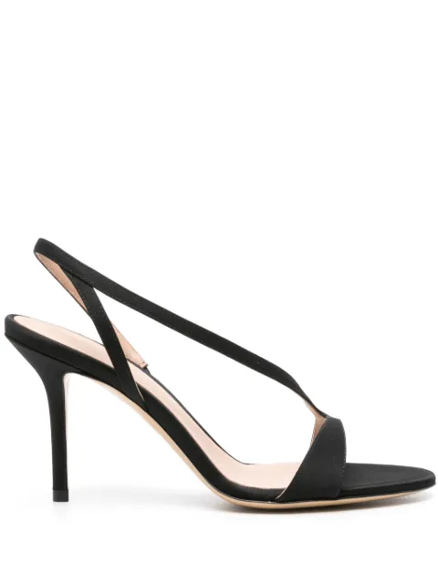 Scarosso Paula 85mm satin sandals Black PAULASANDBLASATI