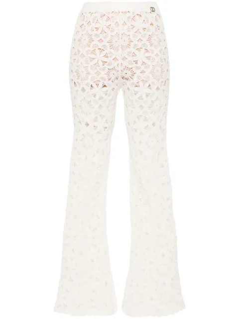 TWINSET floral-crochet flared trousers Neutrals 241TT3232