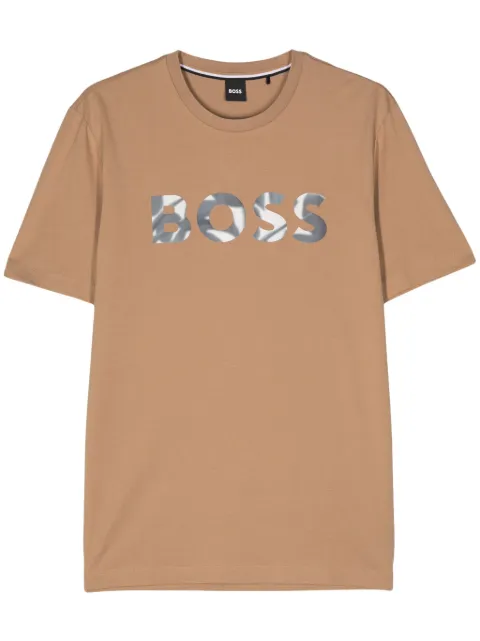 BOSS logo-print cotton T-shirt Neutrals 50513382