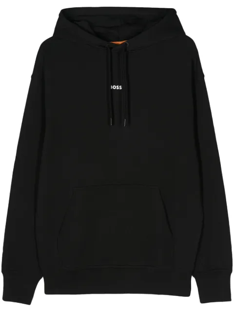 BOSS cotton-terry hoodie with logo print Black 50514530