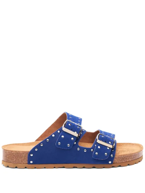 Scarosso Delilah stud-embellished suede slides Blue DELILAHSANDBLUSUED