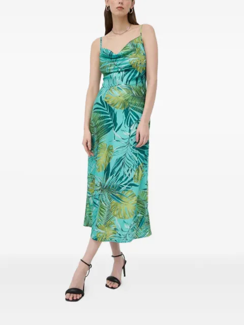 GUESS USA cowl-neck leaf-print dress Green W3GK85WD8G2