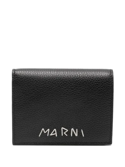 Marni leather bifold wallet with embroidery Black PFMI0098U0P6533