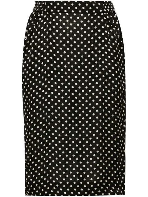 Saint Laurent polka-dot silk midi skirt Black 777267Y3I72