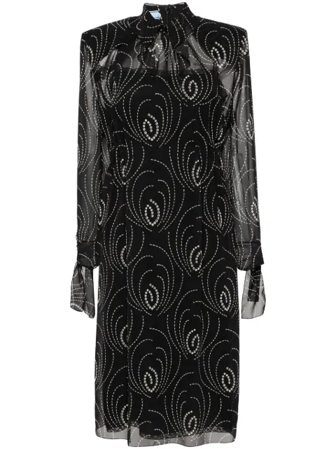 Prada graphic-print chiffon midi dress Black P3M63SOOO14VN