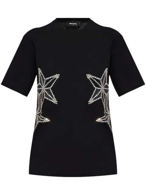 DSQUARED2 crystal-embellished cotton T-shirt Black S72GD0526S24668