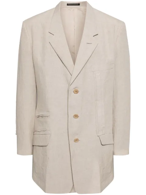 Y's 40 linen triple-stitch panelled jacket Neutrals MSJ15301